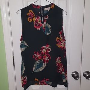 LOFT Sleeveless Keyhole Front Floral Top - Size L